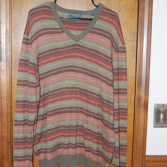 Lyle & Scott Men Sweater Casual 100% Combed Cotton Pullover size XL Striped - Picture 2 of 6